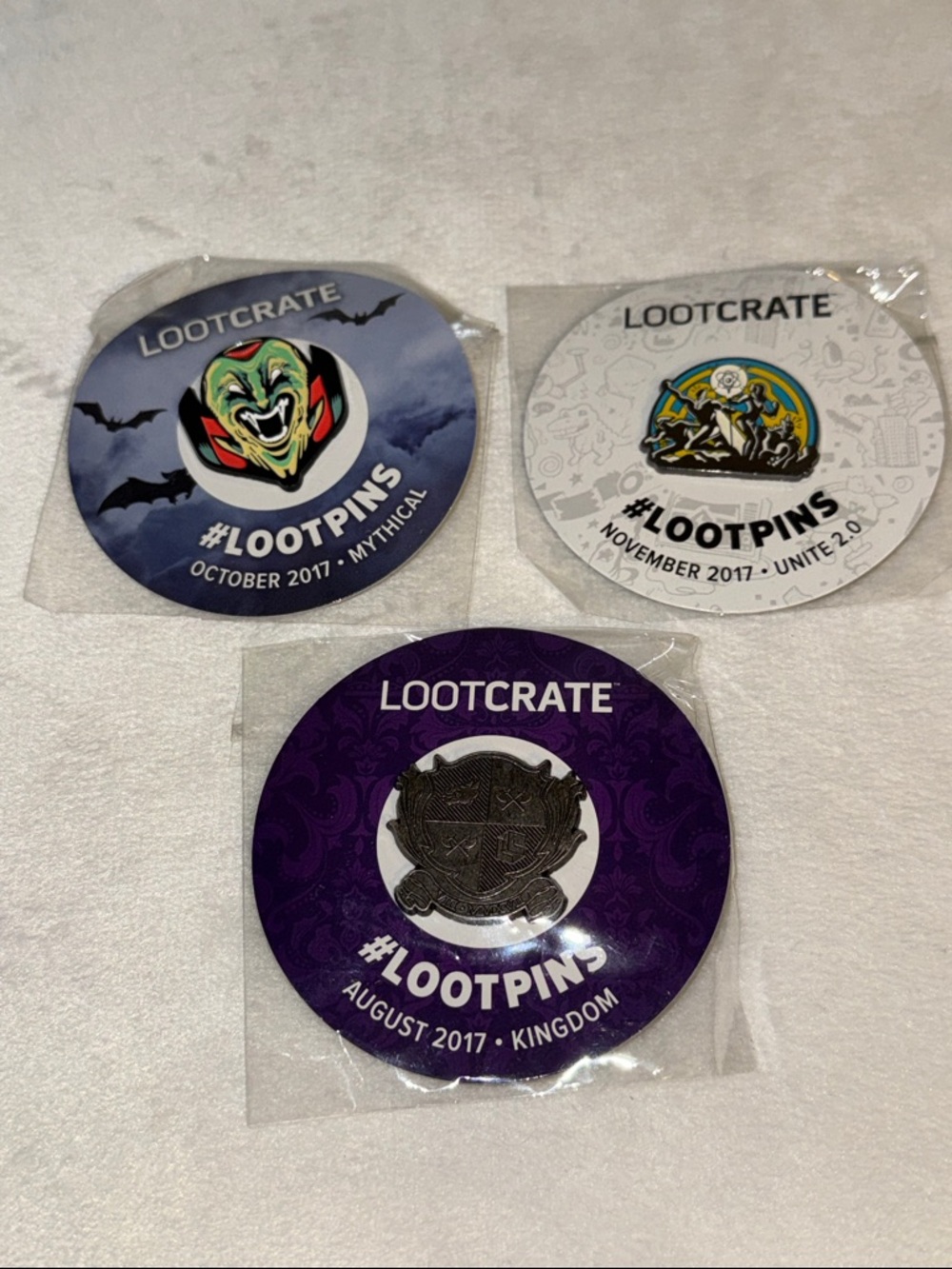 Lot of 3 NEW Lootcrate 2017 Collector Pins
